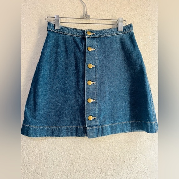 American Apparel Button Front A-Line Mini Skirt Dark Wash Denim size small - Picture 9 of 10